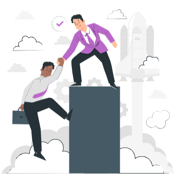 2 hommes qui s'entraident pour gravir les difficultés