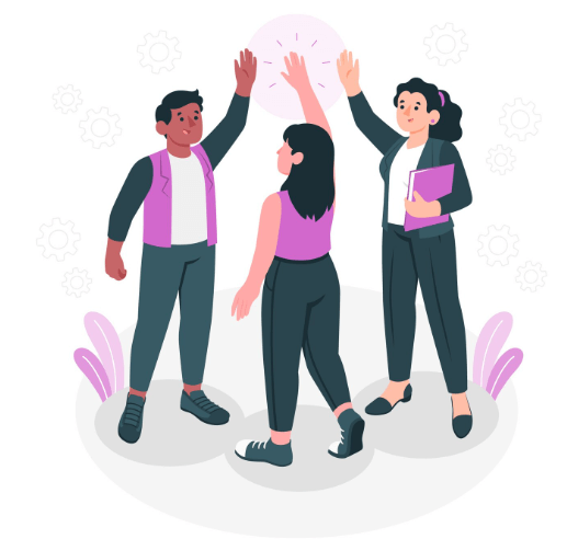 3 personnes qui ce check car elles sont heureuses de leur collaboration avec une assistante administrative 